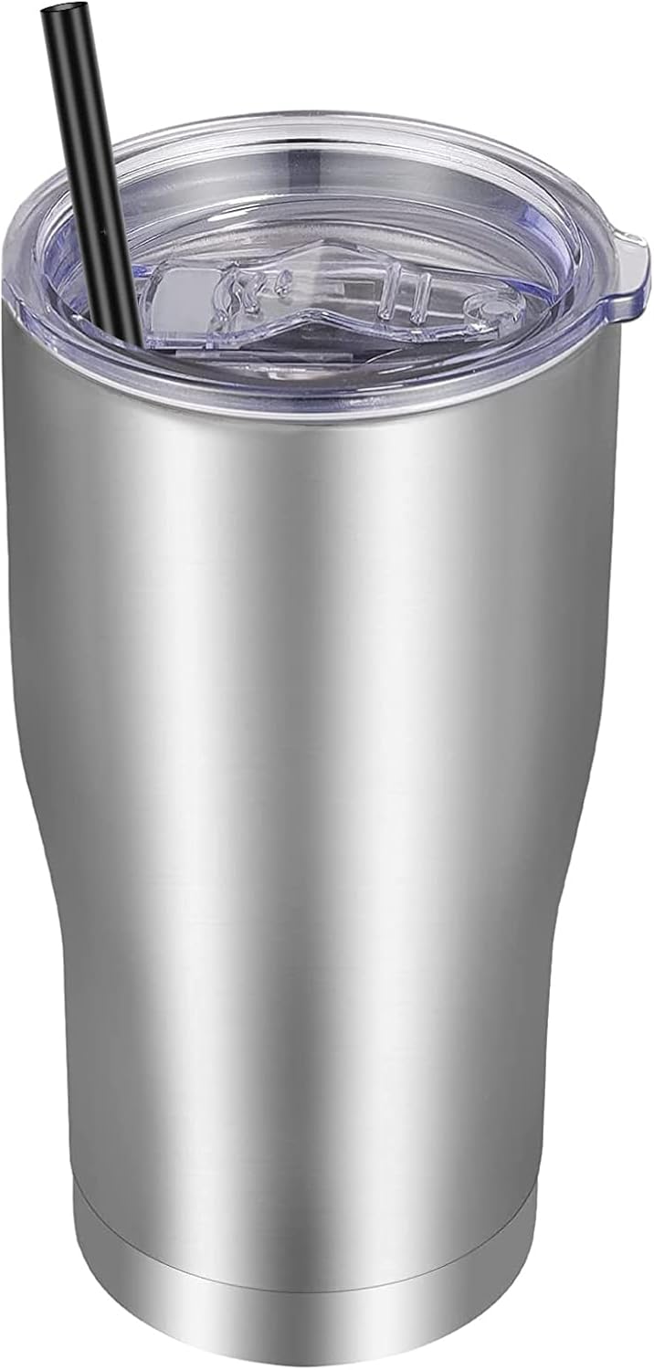 VEGOND 20oz Tumbler Stainless Steel Tumbler Cup with Lid And Straw Vacuum Insulated Double Wall Travel Coffee Mug(Orange 1 Pack)