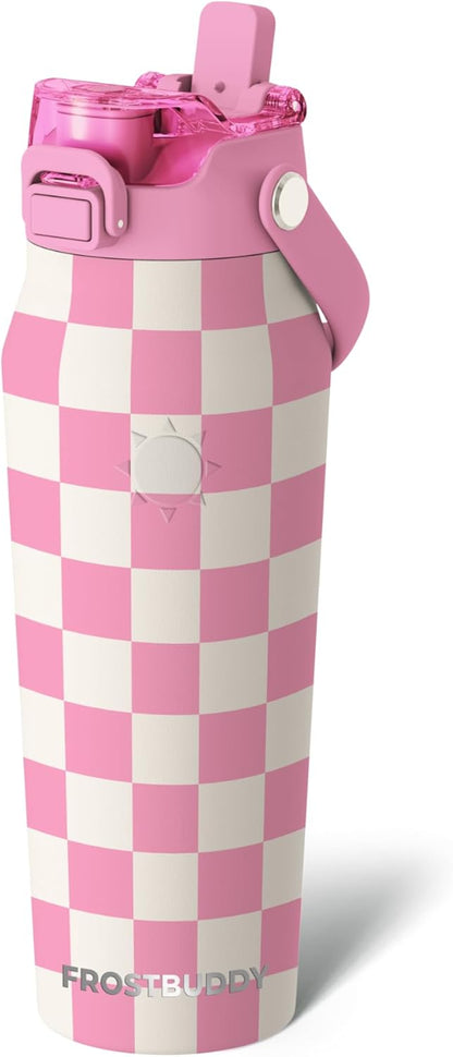 Frost Buddy 24oz Insulated Water Bottle with Straw & Chug Lid | Leak-Proof Stainless Steel | 24-Hours Cold | Sweat-Proof, Cup Holder Friendly | Ideal for Gym, Travel, Sports & Everyday Hydration - Colors A