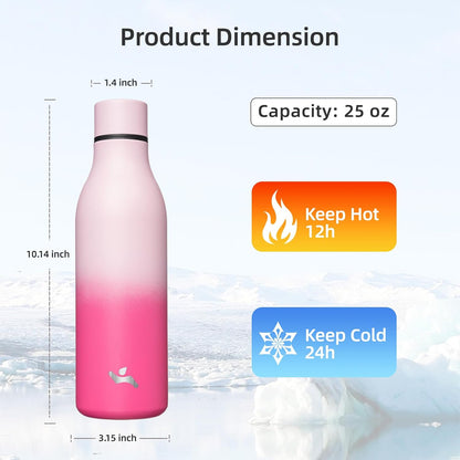 Konokyo Insulated Water Bottle with Strap,18 oz Double Wall Stainless Steel Vacuum Bottles Metal Water Flask,Macaron Green - Colors B