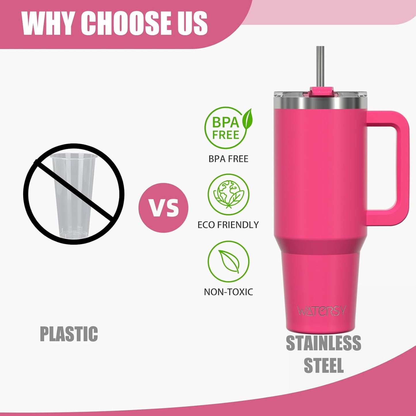 40 oz Tumbler with Handle,Tumbler with Lid and Straw,Double Wall Insulated Cup Stainless Steel Travel Mug(Cold for 34 Hours),Water Bottle for Iced Tea,Coffee,Cold Beverages(Purple)