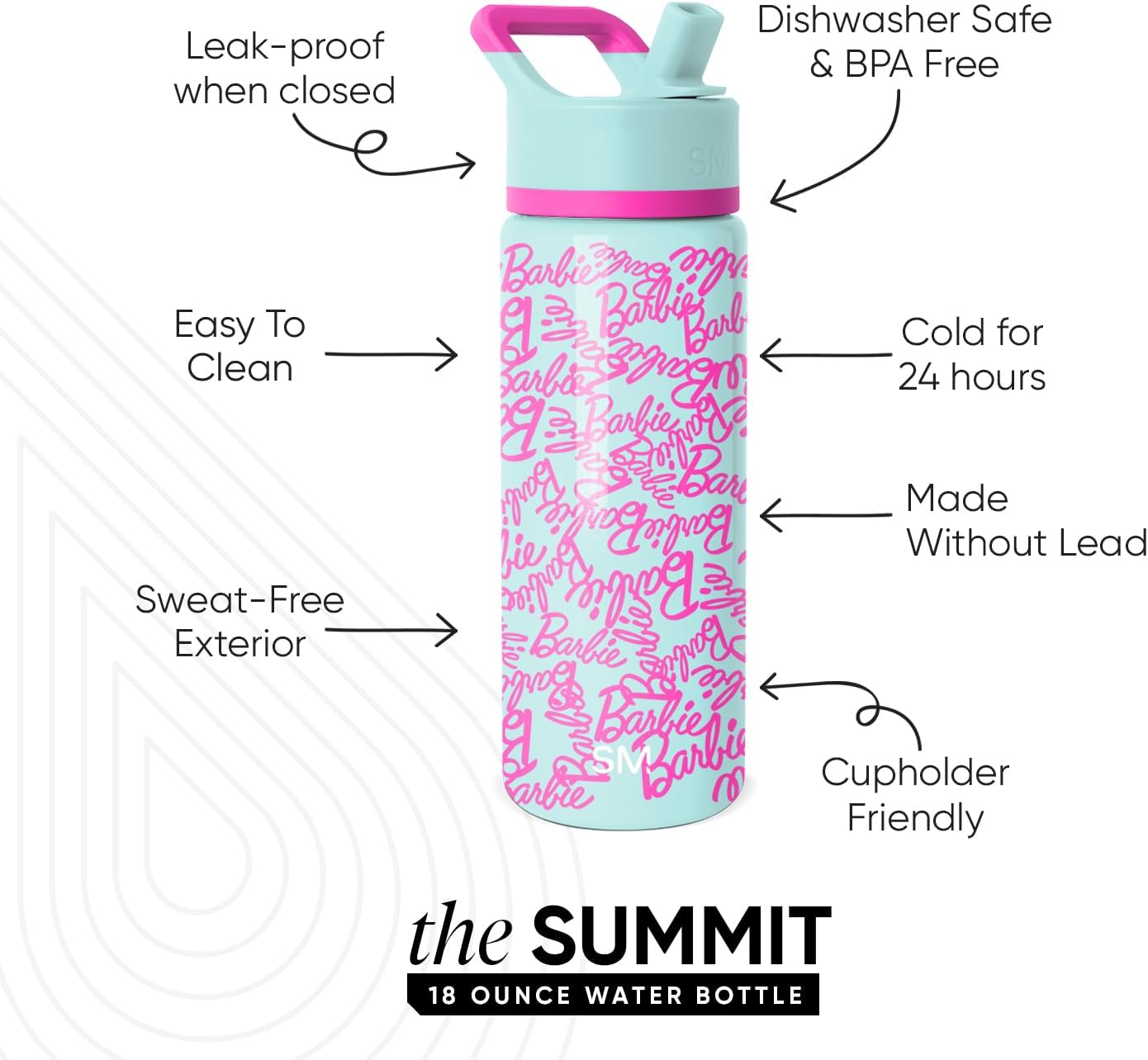 Simple Modern Disney Minnie Mouse Kids Water Bottle with Straw Lid | 14oz Insulated Stainless Steel Kids Tumbler & Spill Proof Toddler Cup for School, Girls, Boys | Summit | Minnie Mouse Fun - Colors B