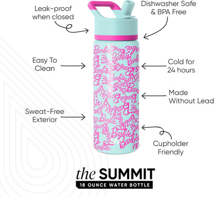 Simple Modern Disney Minnie Mouse Kids Water Bottle with Straw Lid | 14oz Insulated Stainless Steel Kids Tumbler & Spill Proof Toddler Cup for School, Girls, Boys | Summit | Minnie Mouse Fun - Colors B