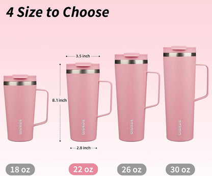 BJPKPK Insulated Tumbler with Handle, 18oz Insulated Tumblers with Lid and Straw, Stainless Steel Metal Water Bottles, Coffee Travel Mugs, Cups, Marshmallow
