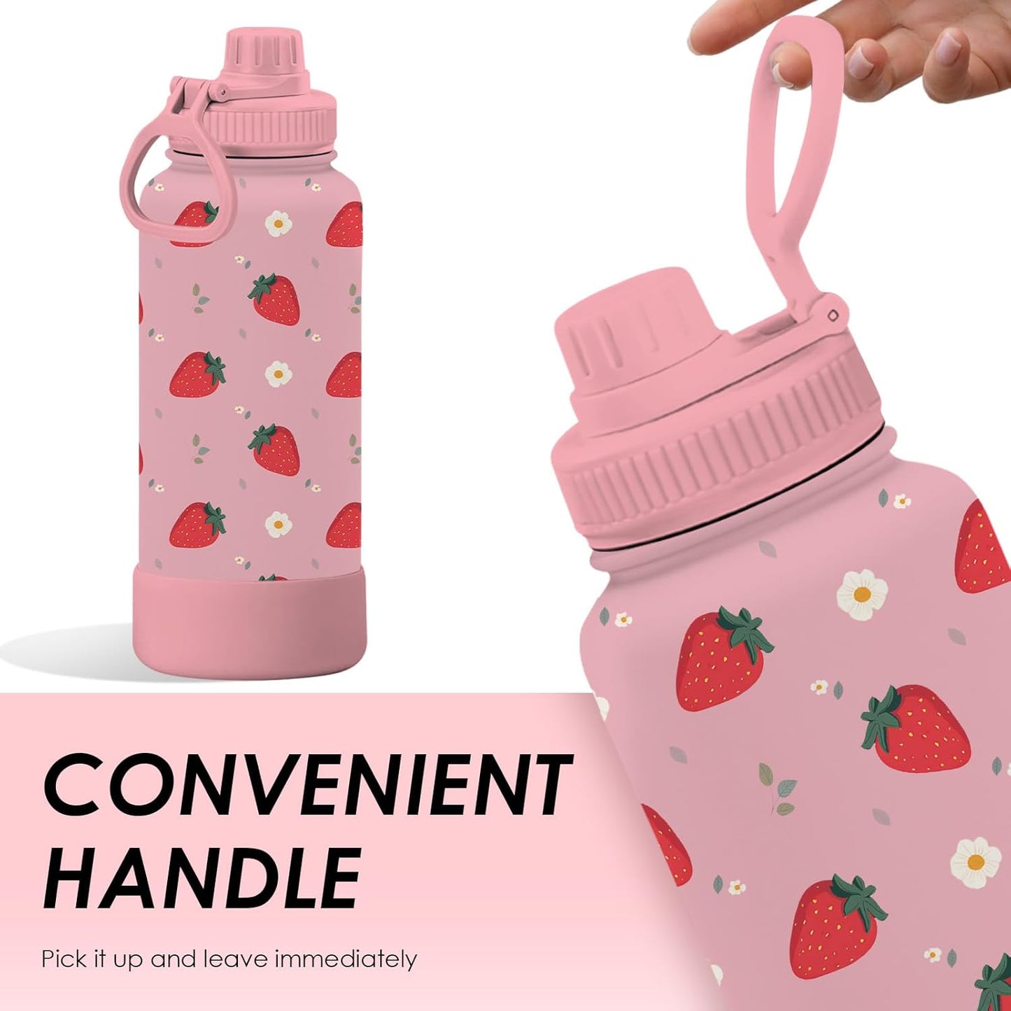 Pickleball 34oz Water Bottle with Spout Lid, Insulated Stainless Steel Travel Cup, Double Wall Vacuum Tumbler for Women Girls Ladies, Birthday Christmas Gift for Pickleball Lovers (1 pc)