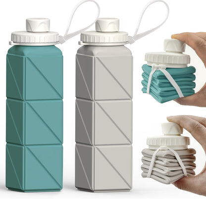 BEAUTAIL Collapsible Water Bottles 20.6oz, Silicone Foldable Portable Travel Water Bottle, Lightweight Reusable Leakproof for Traveling Camping Hiking Cycling Yoga Sports Outdoor