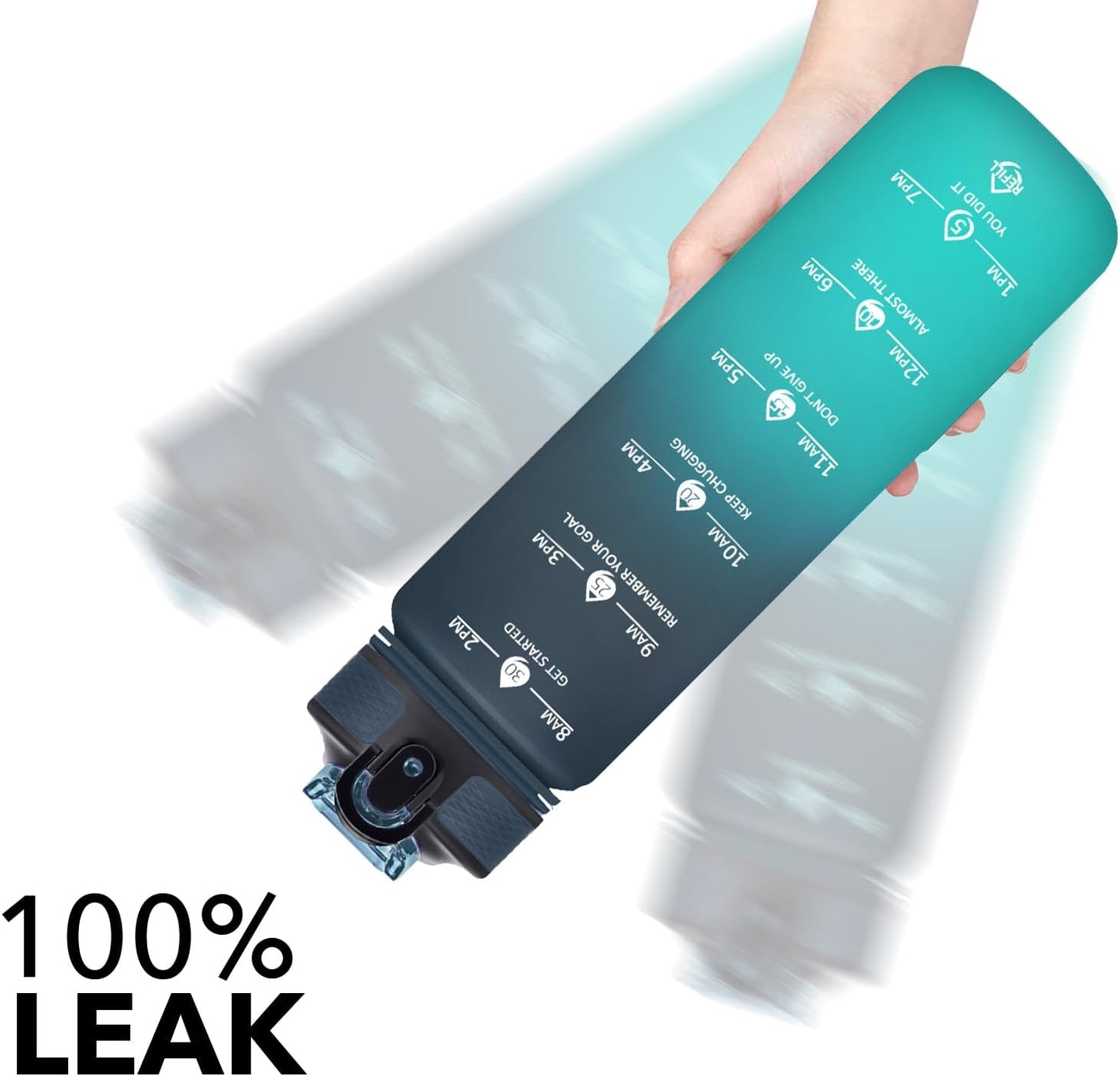 Hyeta 32oz Water Bottles with Straw - Stay Motivated and Hydrated with Convenient Times to Drink Markings, Durable, Leak-proof