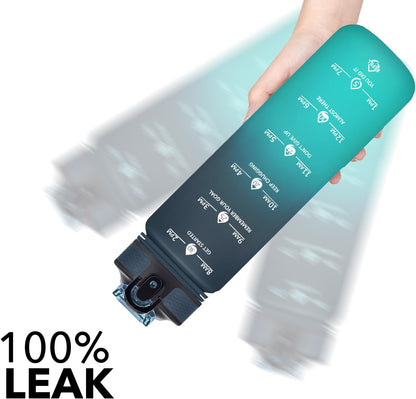 Hyeta 32oz Water Bottles with Straw - Stay Motivated and Hydrated with Convenient Times to Drink Markings, Durable, Leak-proof