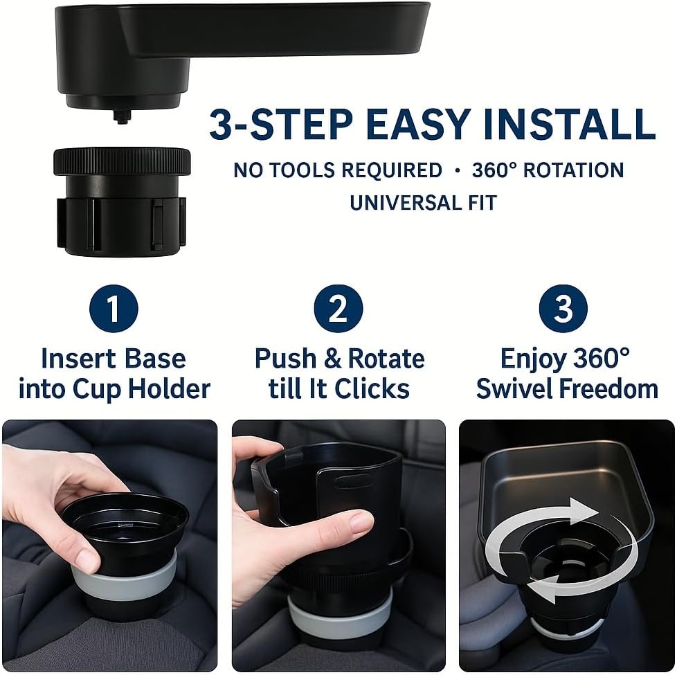 Car Seat Tray, Adjustable Base and Silicone-Supported Anti-Shake Cup Holder, Car Seat Tray for Kids Travel, Car Seat Snack Tray, Car Tray for Toddler, Family Road Trip Essentials for Kids