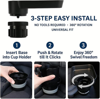 Car Seat Tray, Adjustable Base and Silicone-Supported Anti-Shake Cup Holder, Car Seat Tray for Kids Travel, Car Seat Snack Tray, Car Tray for Toddler, Family Road Trip Essentials for Kids