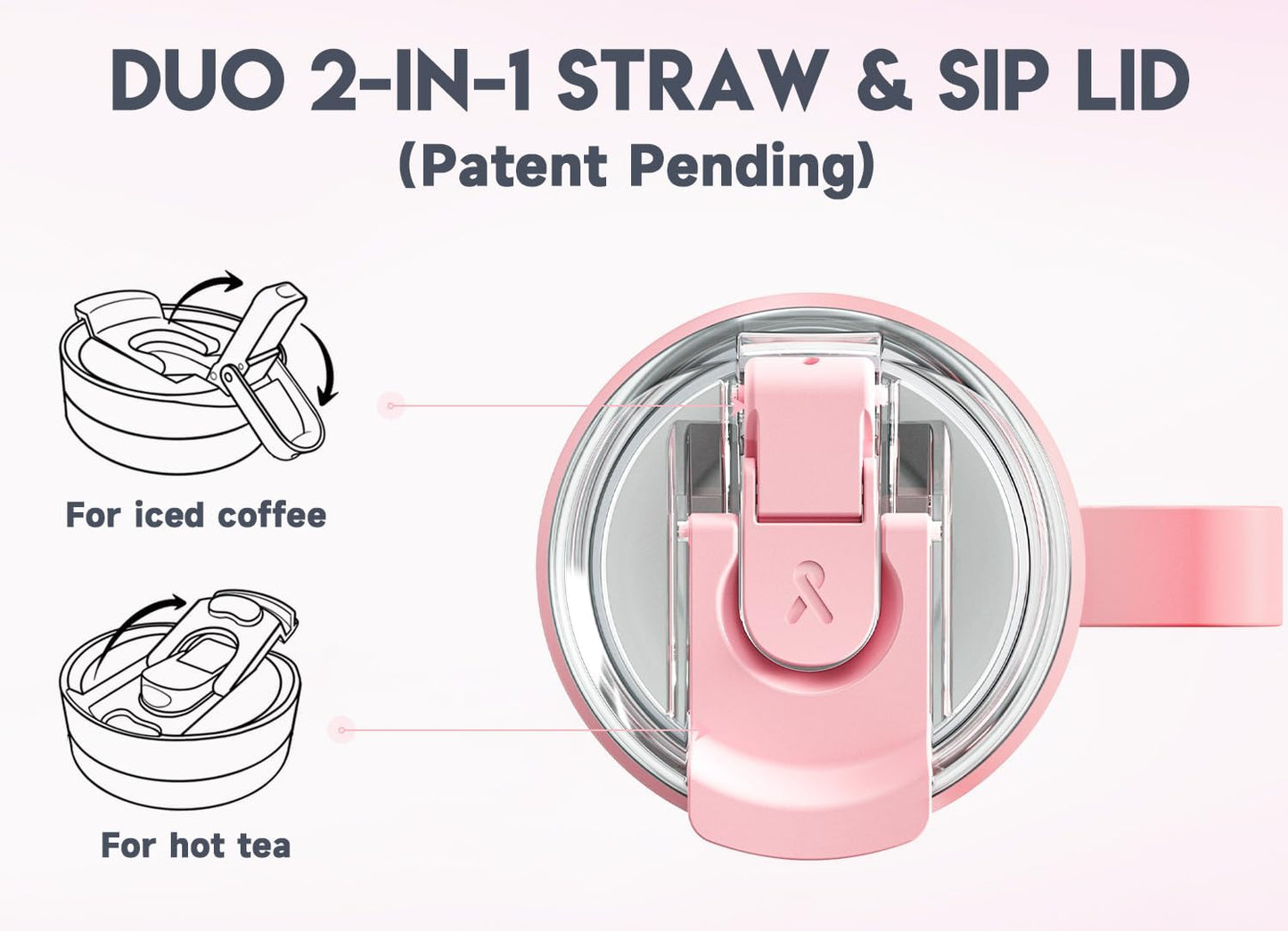 Meoky 32oz Tumbler with Handle, Stainless Steel Travel Mug with 2-in-1 Straw and Sip Lid, Vacuum Insulated Coffee Mug, 100% Leak Proof, Keeps Cold for 24 Hours or Hot for 8 Hours (Sky)