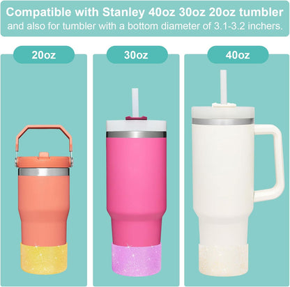 Airboat Upgrade 2PCS Protective Silicone Boot Bumper for Stanley Quencher Adventure 40oz 30oz IceFlow 20oz 30oz Tumbler, Water Bottle Bottom Sleeve Cover Accessories for Stanley Mug Cup(Black)