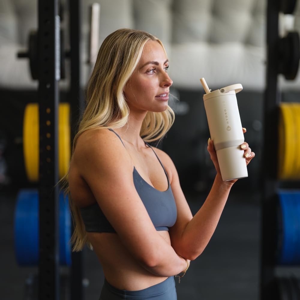 HydroJug Sport - Stainless Steel Tumbler with Straw, Vacuum Insulated, 40oz Leakproof Water Bottle, Ergonomic Design, Reusable, Dishwasher Safe, Rubber Base, Durable for Gym or Outdoors, Sage