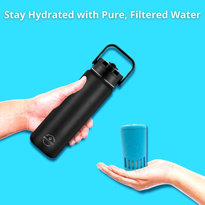 HydroBottle | Stainless Steel Filtered Water Bottle, 24 oz | BPA-Free, Removes Lead, Chlorine, Arsenic, VOCs | Filter Lasts 3 Months, Replaces 568 Plastic Bottles (Foam)