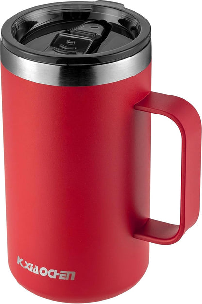 KXIAOCHEN 20oz Insulated Coffee Mug with Lid, Stainless Steel Coffee Cup, Double Wall Vacuum Coffee Tumbler with Handle, Premium Thermal Travel Coffee Mug (Navy Blue)