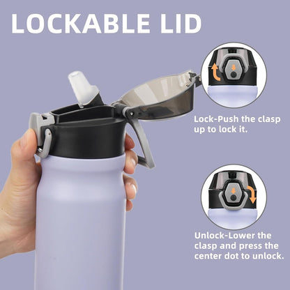 Konokyo 18 oz Insulated Water Bottle with Straw Lid, Stainless Steel Vacuum Sports Water Bottle, Leak-Proof Reusable Metal Flask with Carry Loop, BPA-Free Travel Bottle for Gym, School, Office