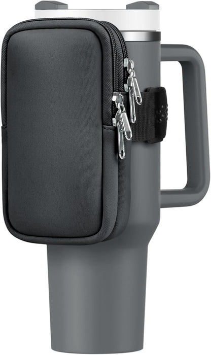 Water Bottle Pouch For Stanley Cup 40oz 30oz, Running Water Bottle Bag for Cards, Keys, Phone, Gym Accessories For Men Women, Travel Tumbler Mug Pouch Compatible With Stanley, Simple Modern