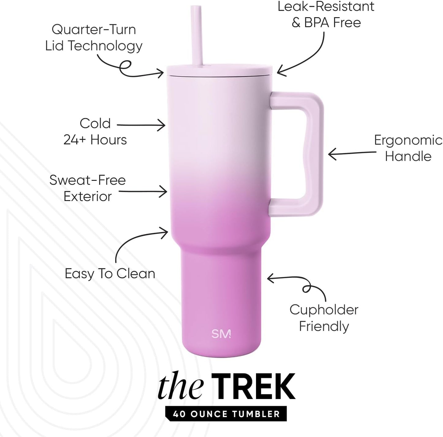 Simple Modern 40 oz Trek Tumbler with Handle and Straw Lid | Cup Holder Friendly Insulated Stainless Steel Travel Mug | Sea Glass Sage - Colors A