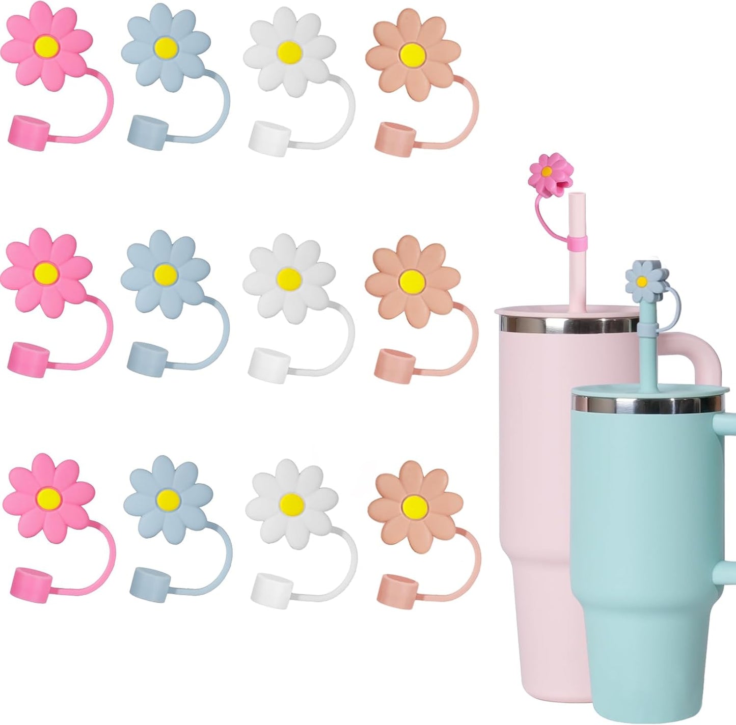 Jetstop Straw Cover Cap for Hydro flask tumblers - Dust Proof 10mm Silicone Stoppers compatible with Hydroflask Press-in Straw Lid