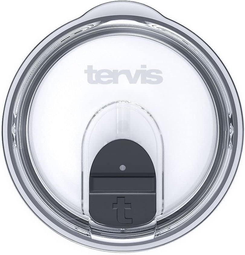 Tervis Slider Lid Made in USA Double Walled Insulated Tumbler Travel Cup Keeps Drinks Cold & Hot, Fits 12 & 20oz Stainless Steel, Clear