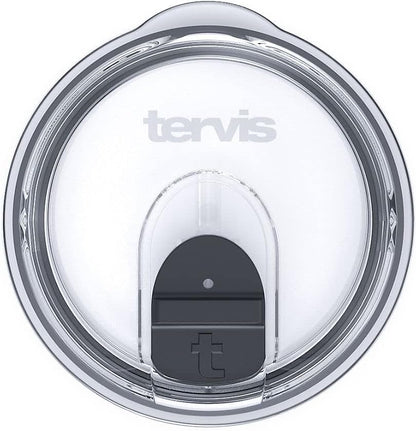 Tervis Slider Lid Made in USA Double Walled Insulated Tumbler Travel Cup Keeps Drinks Cold & Hot, Fits 12 & 20oz Stainless Steel, Clear