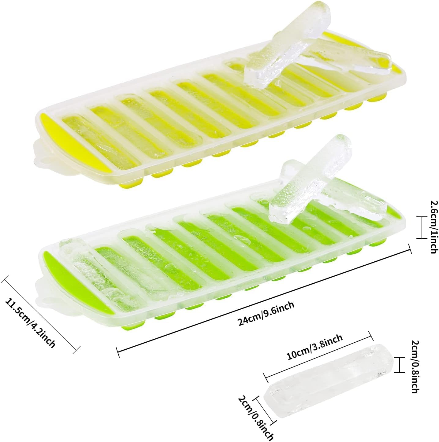 2 Pcs Long Ice Stick Tray Silicone with Lid,Water Bottle Ice Cube Tray with Easy Push and Pop Out Material, Ideal for Sports and Water Bottles