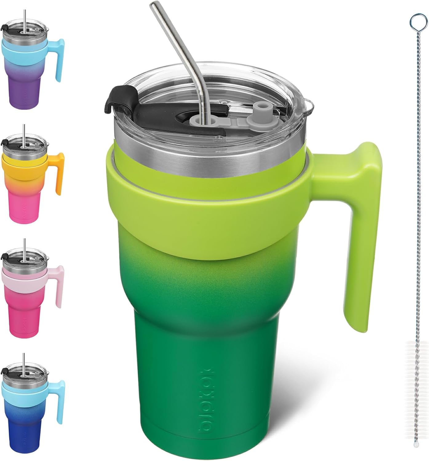 BJPKPK Tumbler With Handle And Straw Lid 40 oz Stainless Steel Insulated Coffee Tumbler Cups For Home, Office or Car,Turquoise
