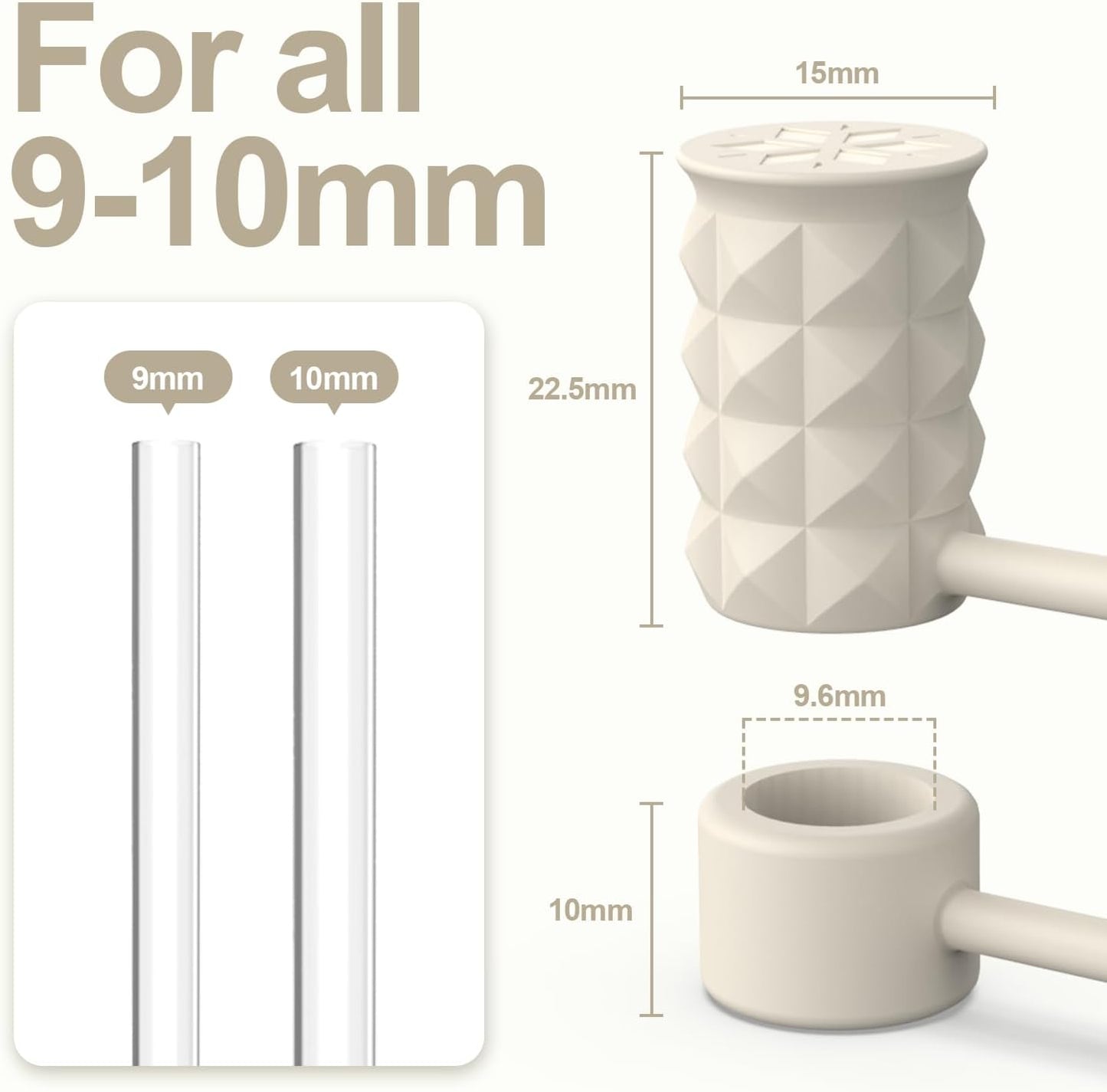 6Pcs 0.39in/10mm Silicone Straw Covers Cap Compatible with Stanley Cup 40 & 30 oz, Reusable Dust-Proof Straw Toppers for Tumbler with Handle, Starlight