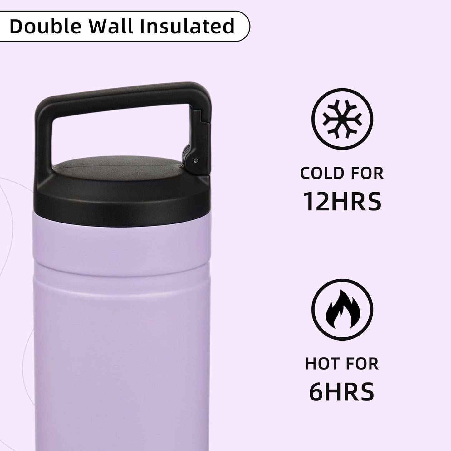 BJPKPK Insulated Water Bottle with 2 Lids,20 oz Double Wall Stainless Steel Vacuum Tumbler Travel Coffee Mug,Wide Mouth Thermal Cup,Haze Blue