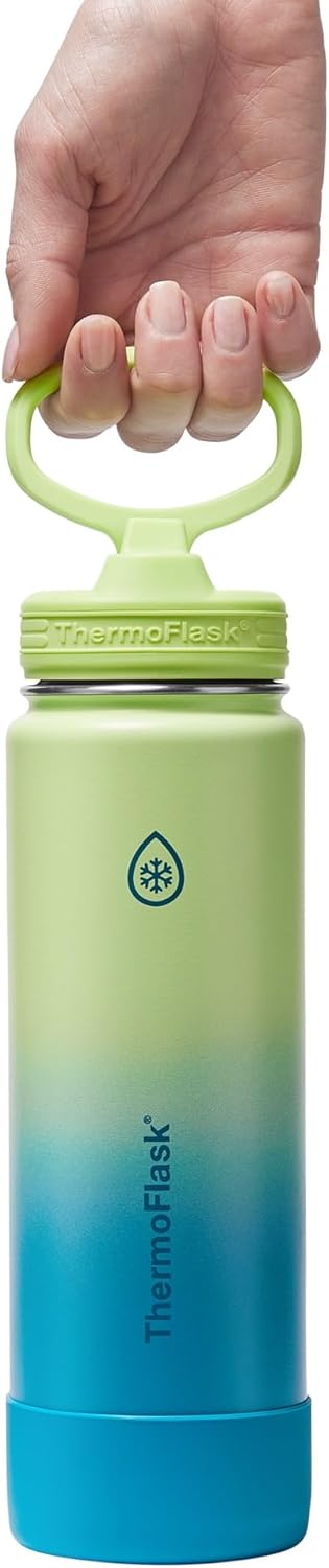 ThermoFlask Insulated Water Bottle with Spout Lid (24 oz, Lemonade Stand) - Leakproof, Stainless Steel Water Bottle for Cold & Hot Drinks, Travel & Daily Hydration