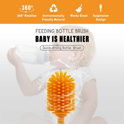 Silicone Bottle Cleaning Brush with Long Handle, 12.5" Water Bottle Cleaner for Baby Bottles, Hydro Flask, Sports Bottle, Vase, Glassware, Perfect for Smaller Diameter Bottle Openings (One Pack)