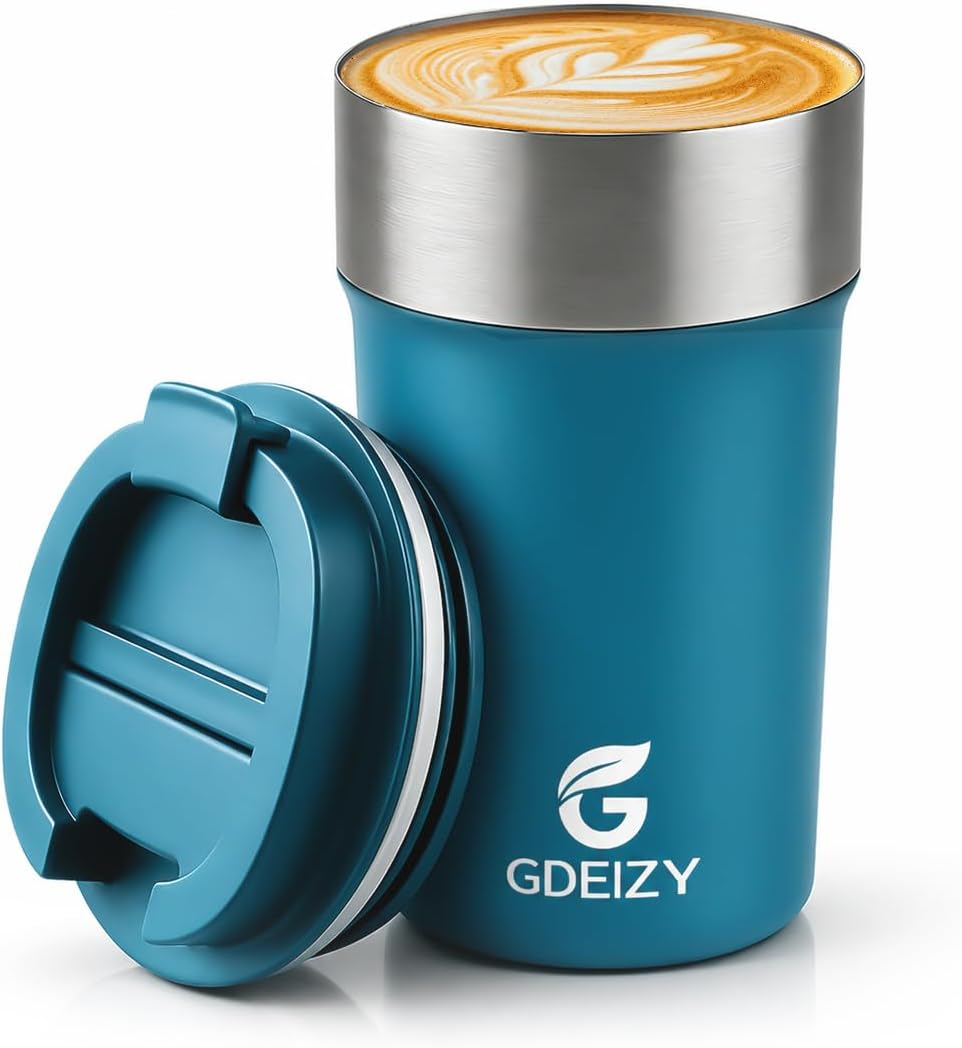 17oz Double Wall Stainless Steel Vacuum Insulated Travel Mug, Spill-Proof & Leak-Proof Coffee Mug, BPA-Free Reusable Coffee Cup for Hot & Cold Drinks, Black (Black)