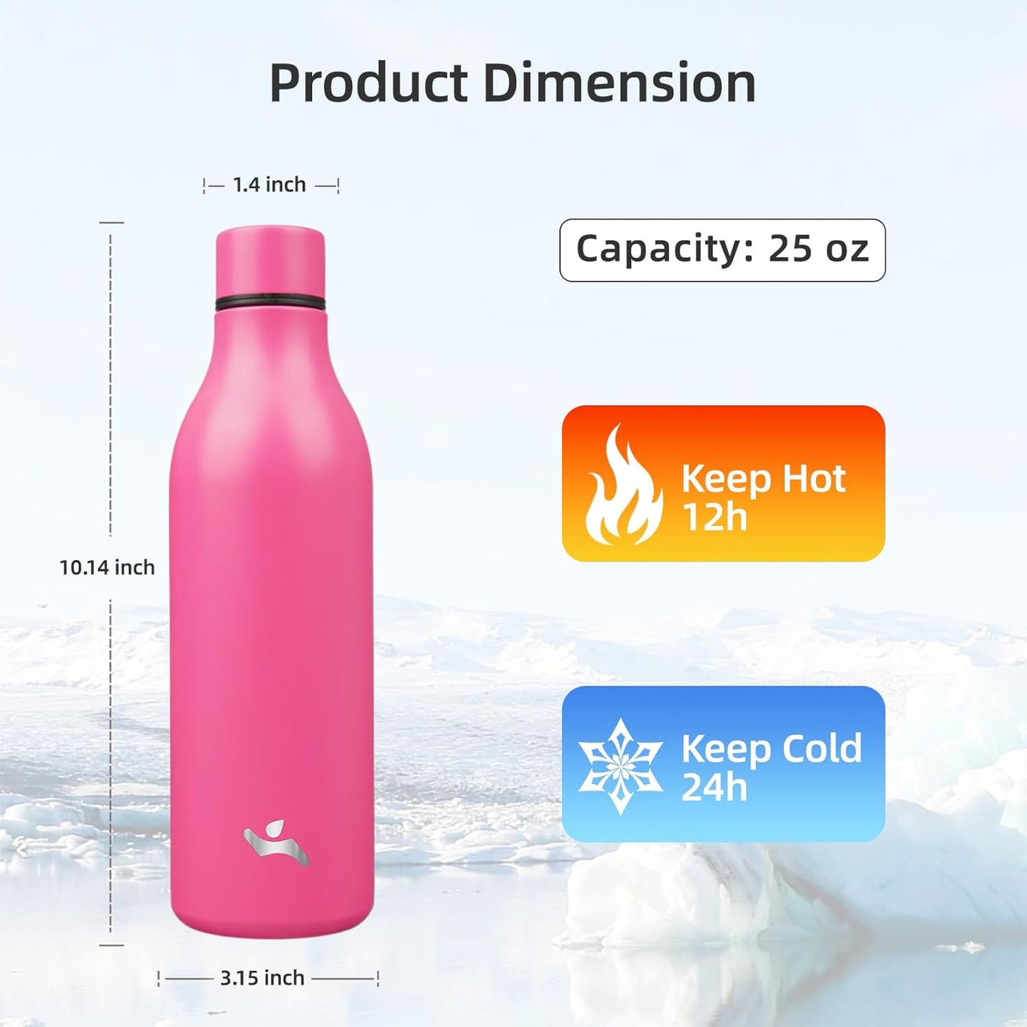 Konokyo Insulated Water Bottle with Strap,18 oz Double Wall Stainless Steel Vacuum Bottles Metal Water Flask,Macaron Green - Colors B