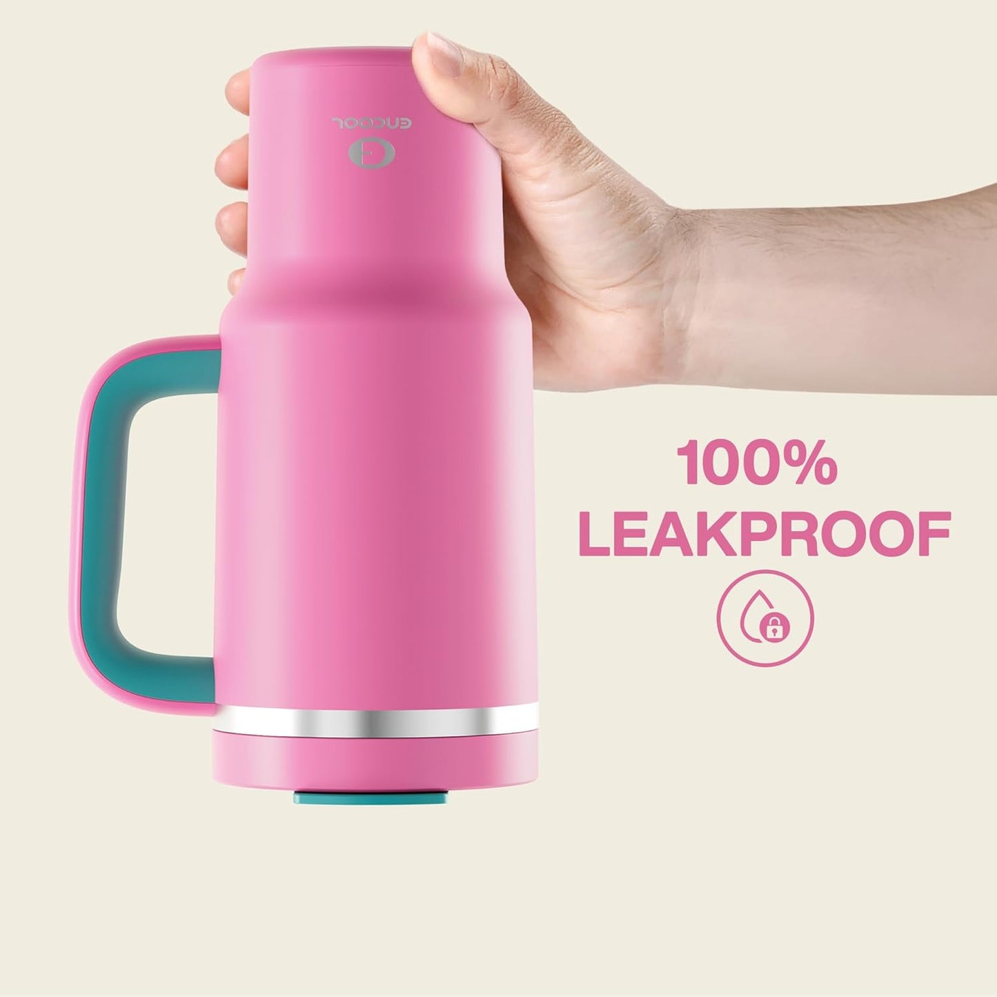 40 oz Tumbler with Handle and Straw: Stainless Steel Insulated Tumbler Keeps Cold for 24 Hours, Leakproof Travel Cup Fits in Cup Holder and BPA-Free, Cotton Candy