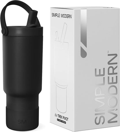 Simple Modern Trek Pivot | 24oz Kids Flip Straw Tumbler with Handle and Silicone Boot | Insulated Water Bottle Stainless Steel Cup | School Travel Jug | Seaside