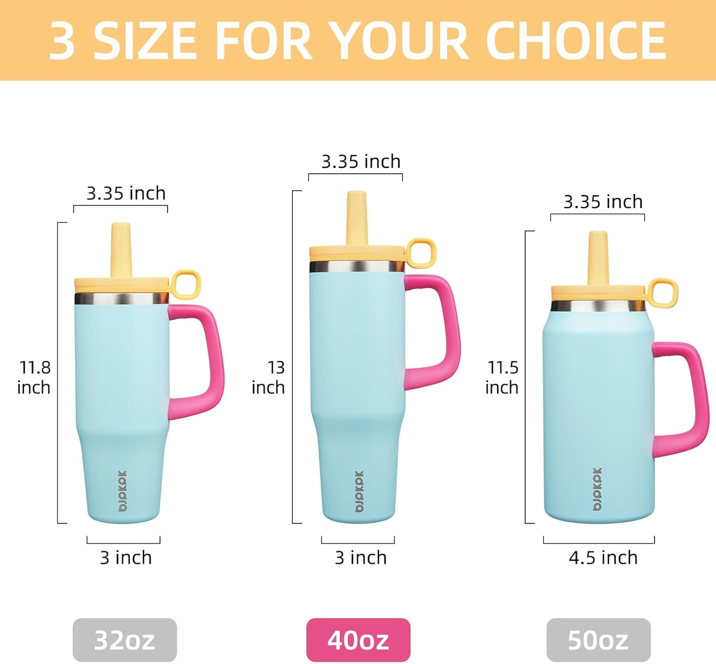 BJPKPK 50oz Insulated Tumbler with Handle Stainless Steel Travel Coffee Mug with Lid Reusable Large Water Bottle with Straw,Sky