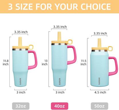 BJPKPK 50oz Insulated Tumbler with Handle Stainless Steel Travel Coffee Mug with Lid Reusable Large Water Bottle with Straw,Sky
