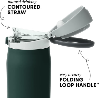 Simple Modern Mesa Loop Water Bottle with Covered Straw and Handle | 24oz Cup Holder Friendly Insulated Stainless Steel Bottles for Travel, Sports and School | Iris Sage - Colors A