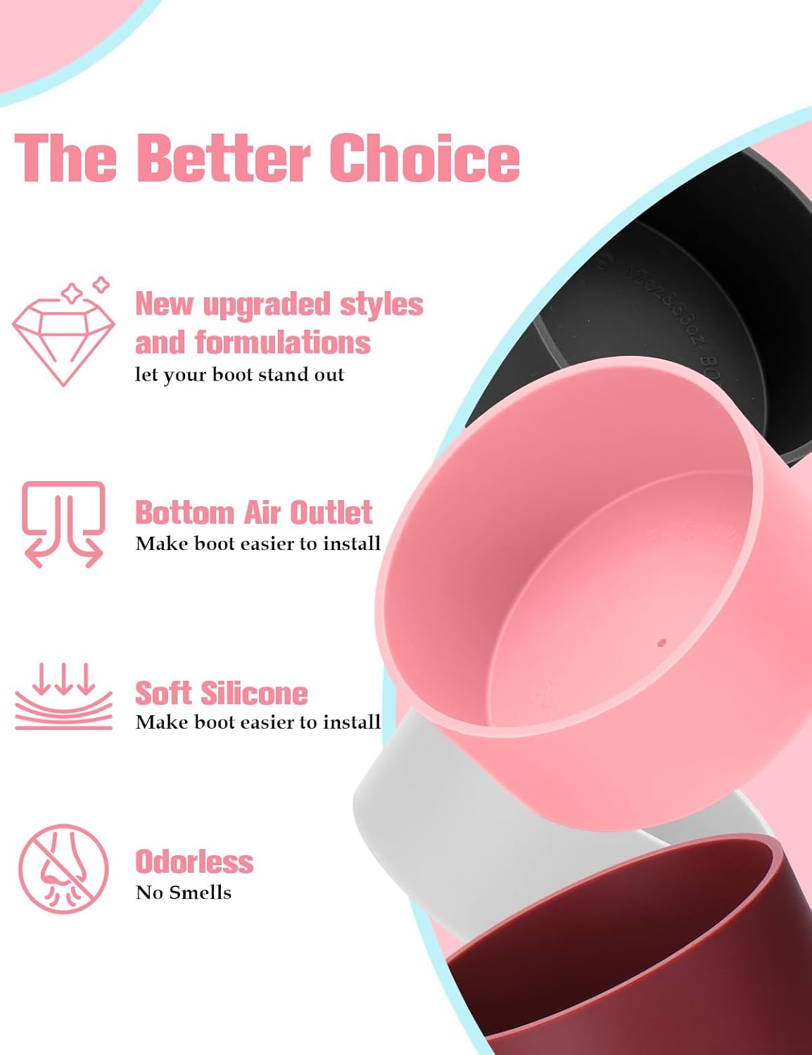 Mity rain 2PCS Silicone Boot for Owala Water Bottle 24 oz 32 oz, Anti-Slip Protective Sleeve Bottom Bumper Protector for FreeSip Stainless Steel Water Bottles Accessories