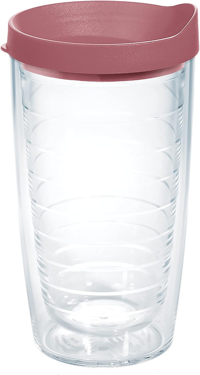 Tervis Clear & Colorful Lidded Made in USA Double Walled Insulated Tumbler Travel Cup Keeps Drinks Cold & Hot, 24oz, Black Lid, 1 Count (Pack of 1)