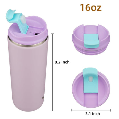 Konokyo Tumbler with Lid, 16 oz Travel Coffee Mug Double Wall Vacuum Stainless Steel Thermal Metal Cup Insulated Water Bottle,Navy Blue