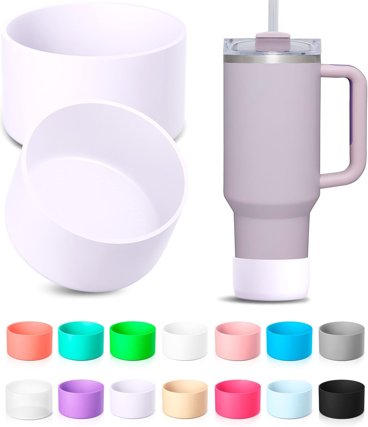 KTKUDY 2Pcs Silicone Boot for Stanley Quencher Tumbler 30 oz 40 oz & IceFlow 20 oz 30 oz & Fit Owala Freesip Water Bottle & Fit Hydro Flask & More - Cup Bottom Accessories Fit Stanley Cup