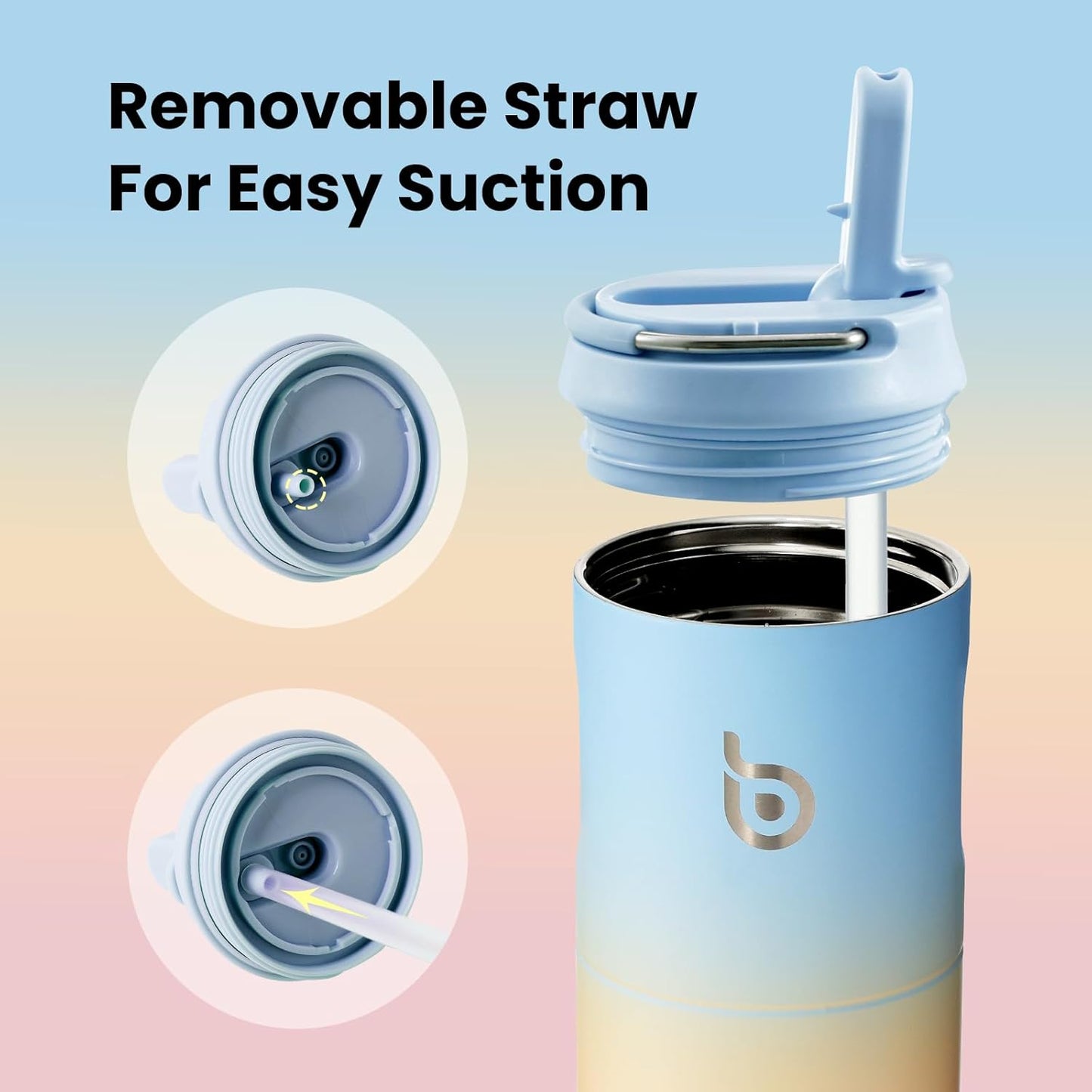 BOTTLE BOTTLE Insulated Water Bottle 24oz with Straw Lid and Handle for Sports Travel Gym Stainless Steel Water Bottles Double-Wall Vacuum Metal Leak Proof BPA-Free