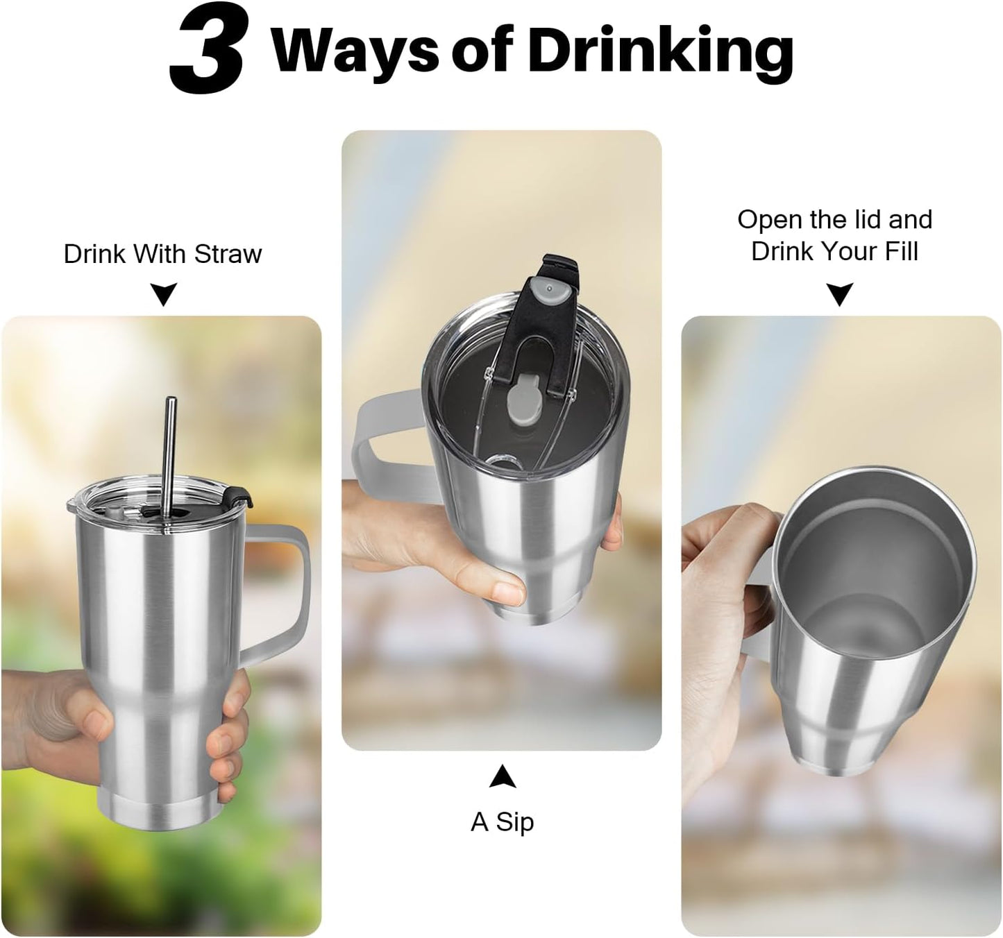 20 oz Tumbler with Handle, Stainless Steel Insulated Tumbler with Lid and Straw, Double Wall Vacuum Coffee Mug Tumbler, Insulated Coffee Thermal Cup for Cold and Hot (Light Purple)