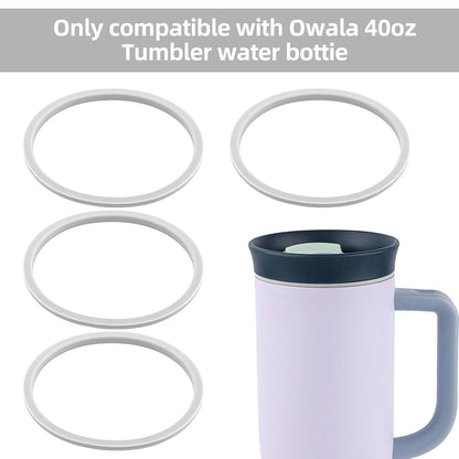 BOXOB 4pcs Gasket Replacement for Owala 40oz Tumbler, Silicone O Ring Water Bottle Ring Seal Lid Gasket Replacement Parts Accessories Compatible with Owala 40oz Stainless Steel Cup (Grey)