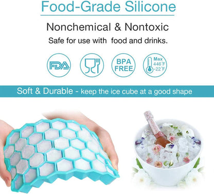 Azyh Ice Cube Trays with Lid, 2 Pack Silicone Ice Cube Trays with Lid-37 Grid, Easy-Release 74 PCS Small Ice Cubes for Iced Coffee Cocktail Whisky Chocolate Soup Food,BPA Free,Durable,Dishwasher Safe