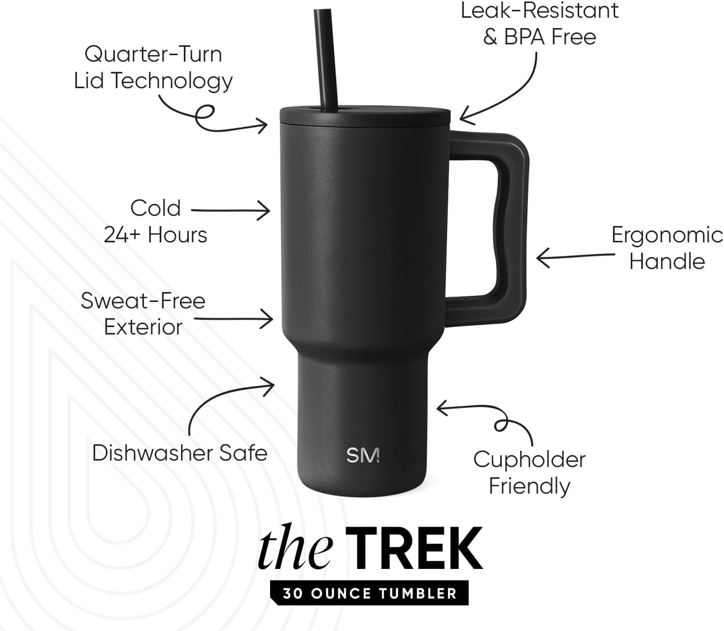 Simple Modern 40 oz Trek Tumbler with Handle and Straw Lid | Cup Holder Friendly Insulated Stainless Steel Travel Mug | Sea Glass Sage - Colors A