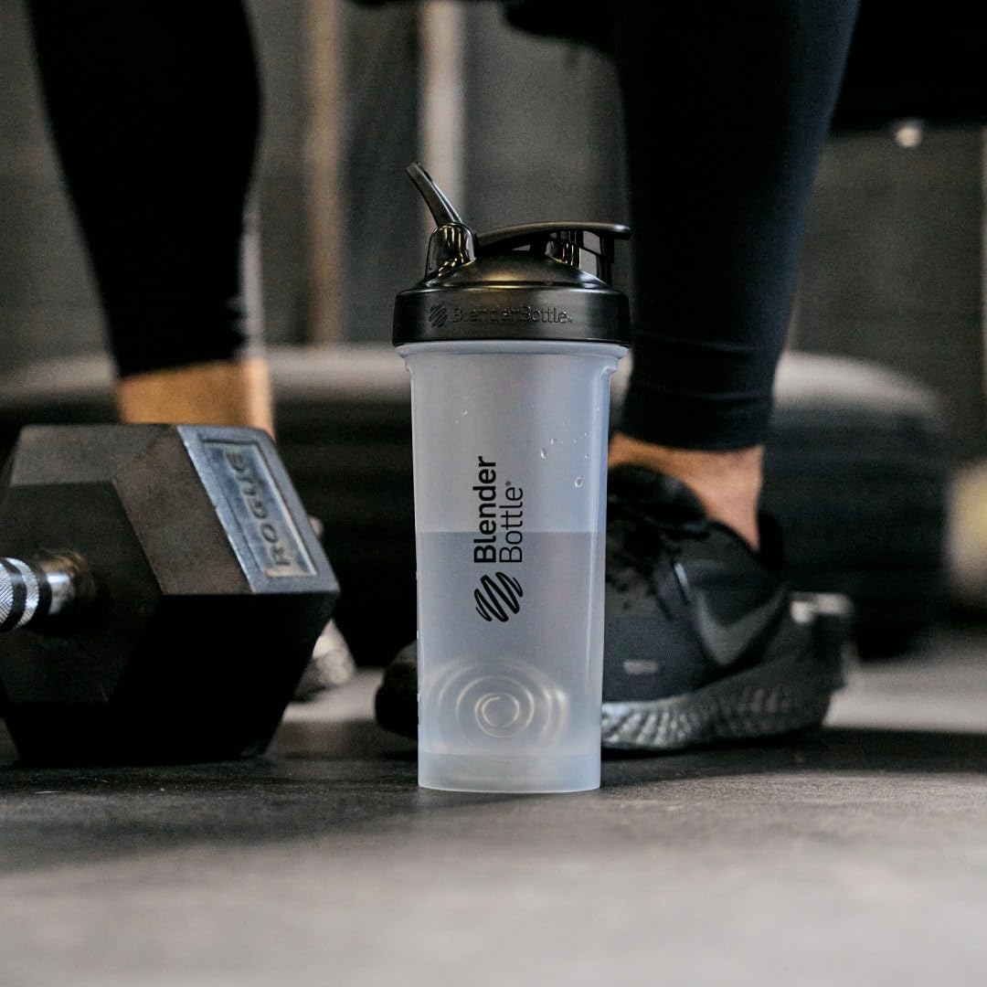 BlenderBottle Classic V2 Shaker Bottle Perfect for Protein Shakes and Pre Workout, 20-Ounce, Clear/Black