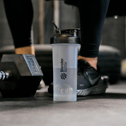 BlenderBottle Classic V2 Shaker Bottle Perfect for Protein Shakes and Pre Workout, 20-Ounce, Clear/Black