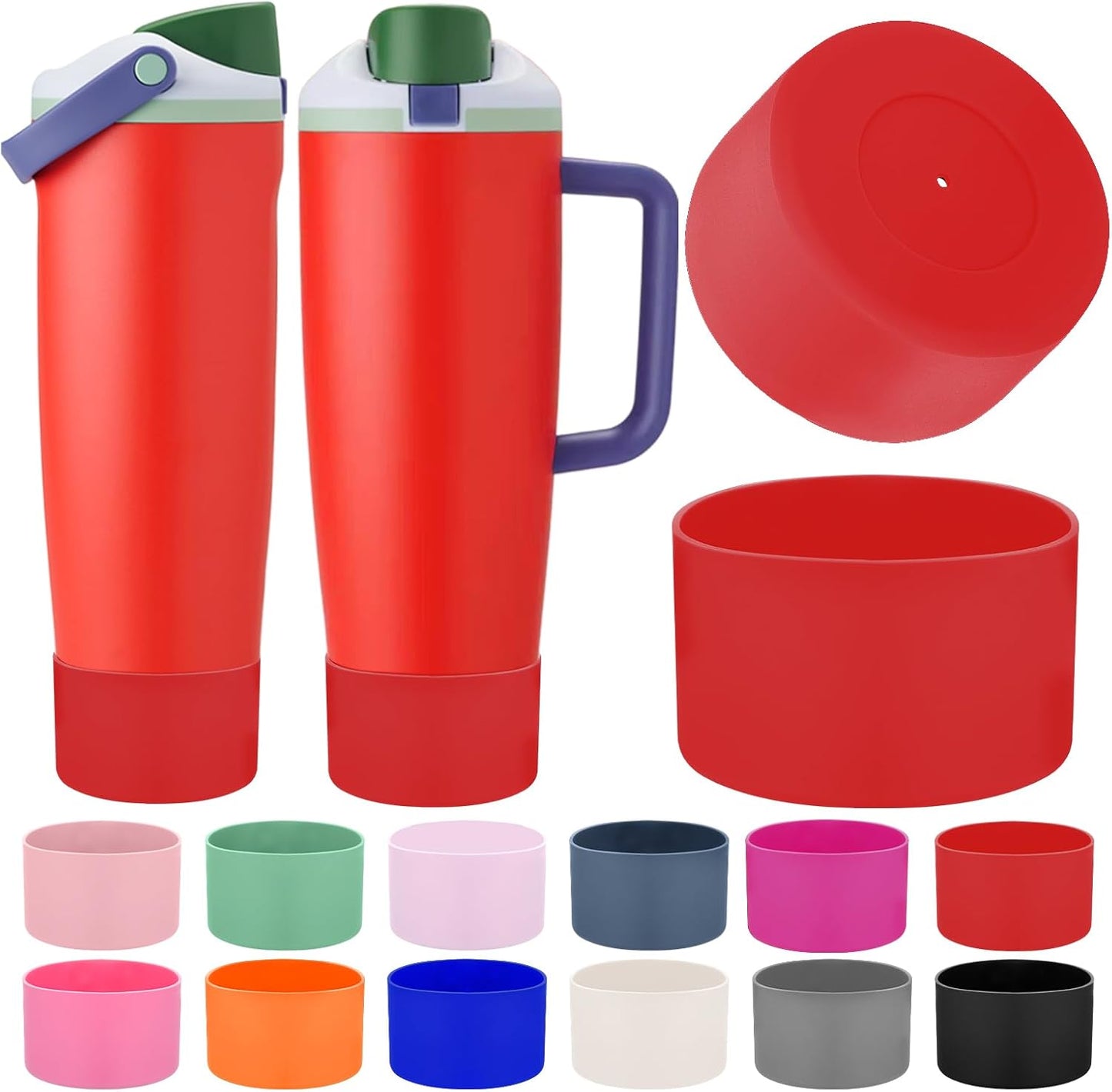 Mity rain 2PCS Protective Silicone Boots for Owala 30oz & 40oz FreeSip Sway Bottles & Tumblers - Accessories for owala, Enhances Stability & Prevents Scratches(Black Cherry)