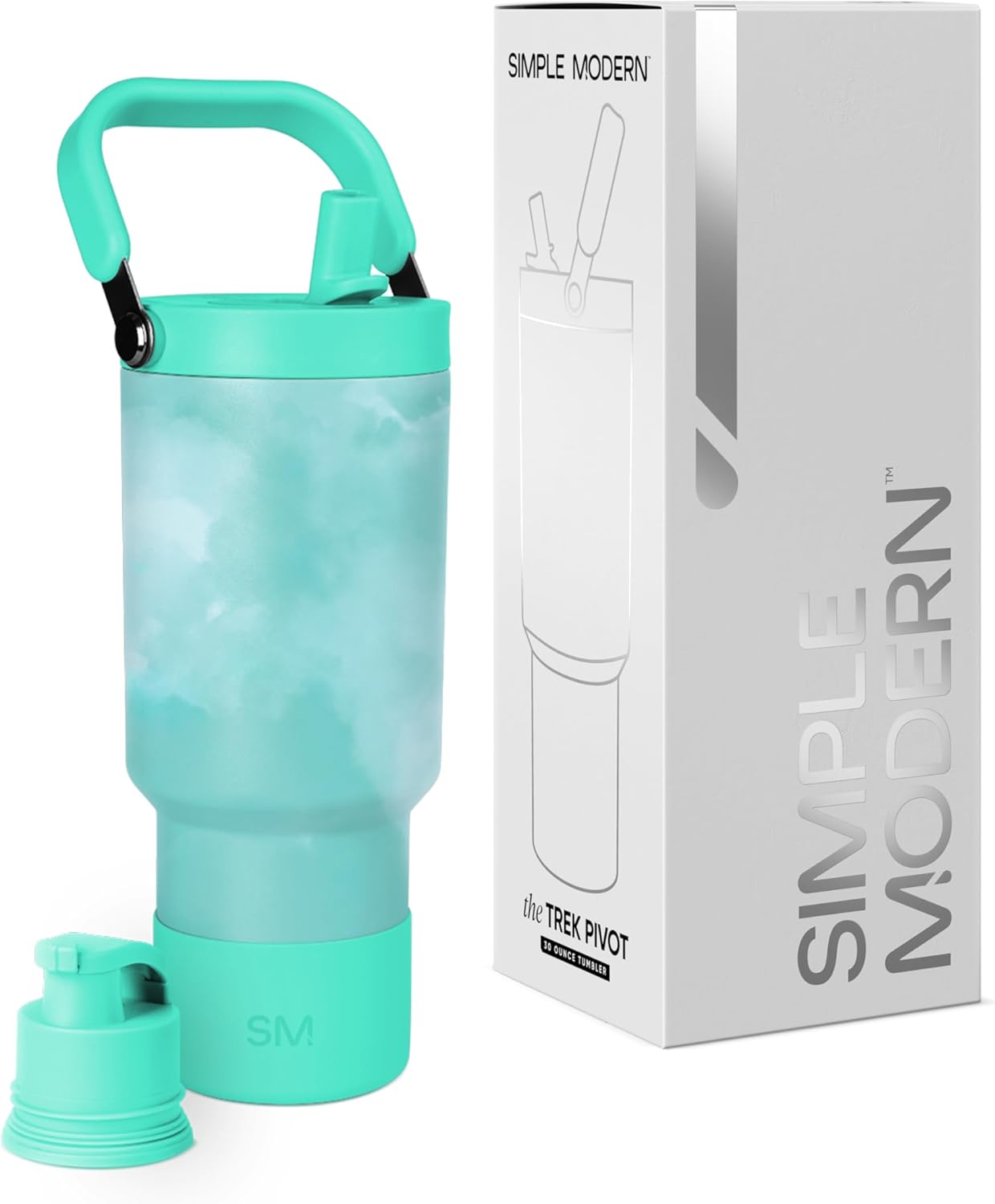 Simple Modern Trek Pivot | 40oz Flip Straw Tumbler with Handle | Water Bottle & Boot | Interchangeable Straw & Chug Lids | Insulated Stainless Steel Jug | Gym Sports Outdoors | Forest - Colors B